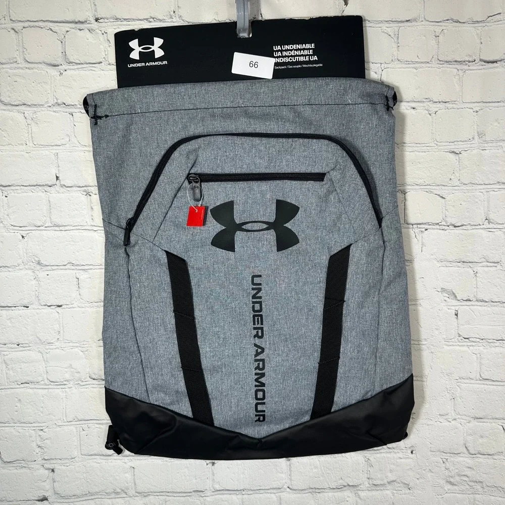 Under Armour Undeniable Sackpack Grey Black 20L UA Storm Drawstring Bag New